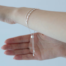 Laden Sie das Bild in den Galerie-Viewer, Armband - Doppelkette mit Pushbutton aus Silber/ Silber vergoldet