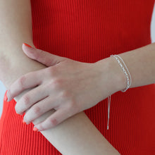 Laden Sie das Bild in den Galerie-Viewer, Armband - Doppelkette mit Pushbutton aus Silber/ Silber vergoldet