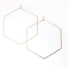 Laden Sie das Bild in den Galerie-Viewer, Creolen - HEXAGON, L Roségoldfilled