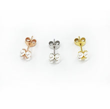 Laden Sie das Bild in den Galerie-Viewer, Ohrstecker - KLEINE PERLENBLÜTE mit ZIRKON, 925 Silber rosévergoldet