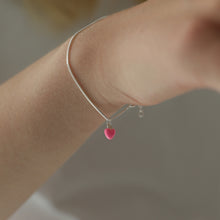 Laden Sie das Bild in den Galerie-Viewer, Armband - KLEINES HERZ, filigraner Herz Anhänger, 925 Silber/vergoldet/Emaille
