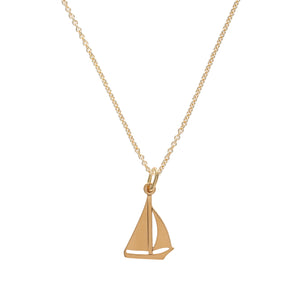 Halskette - KLEINES BOOT, filigrane Kette mit Boot Anhänger, 925 Silber/vergoldet