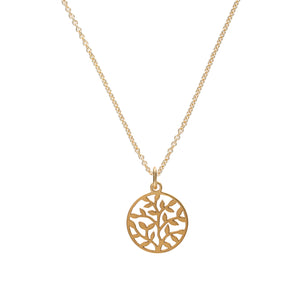 Halskette - LEBENSBAUM, filigrane Kette mit Lebensbaum Anhänger, 925 Silber/vergoldet