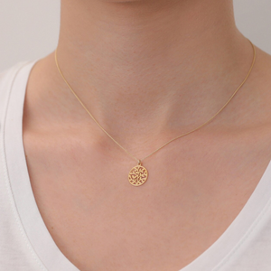 Halskette - LEBENSBAUM, filigrane Kette mit Lebensbaum Anhänger, 925 Silber/vergoldet