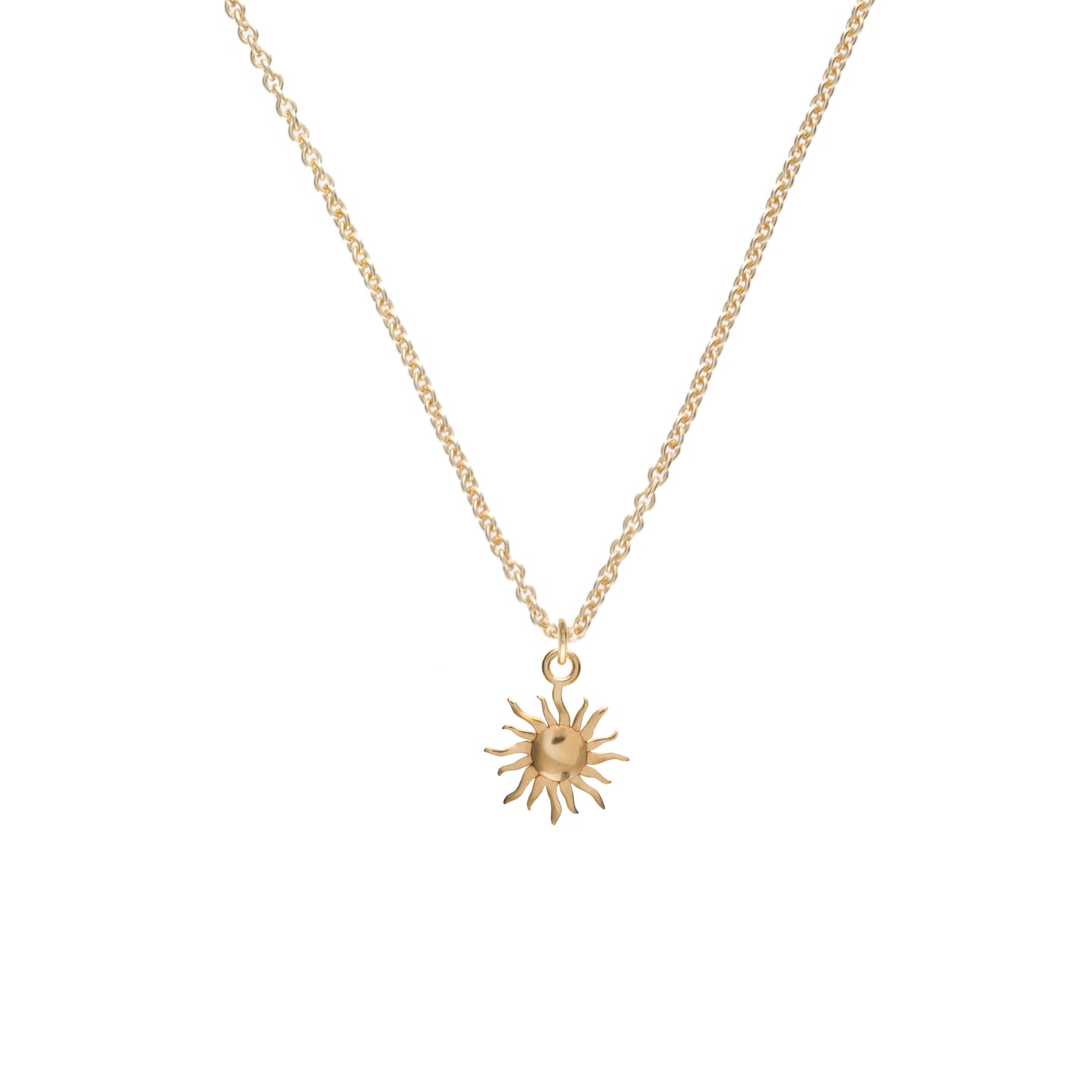 Halskette - SONNE, filigrane Kette mit Sonnensymbol Anhänger, 925 Silber/vergoldet
