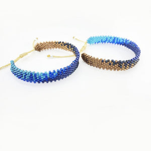 Perlen Armband - MIYUKI - kupfer/blau/türkis, handgefädelt