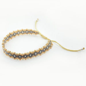 Perlen Armband - MIYUKI - kupfer/anthrazit/silber, handgefädelt