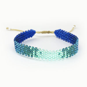 Perlen Armband - MIYUKI - blau-petrol-mint, hangefädelt
