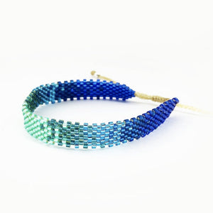 Perlen Armband - MIYUKI - blau-petrol-mint, hangefädelt