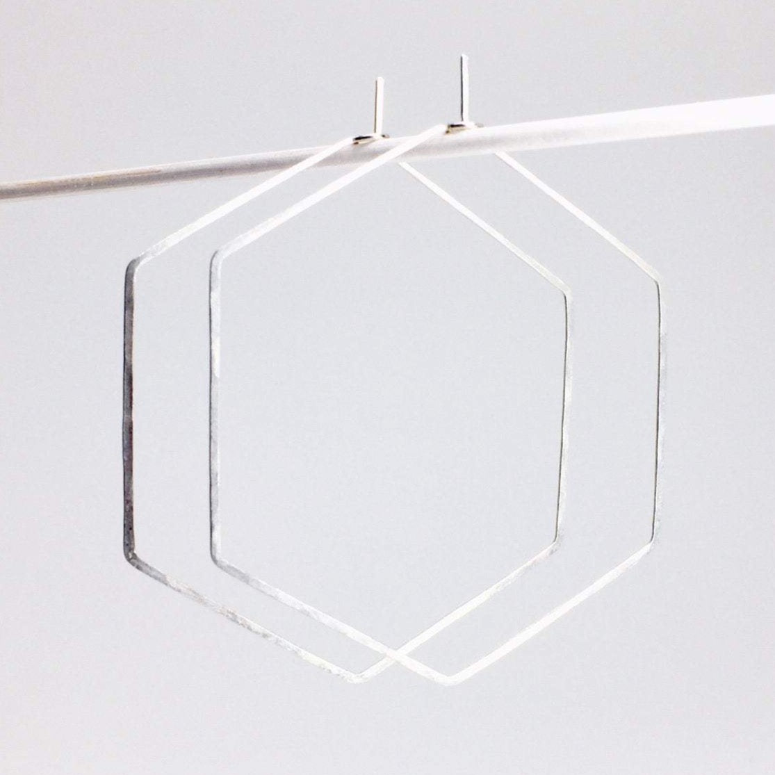Creolen - HEXAGON, L Silber