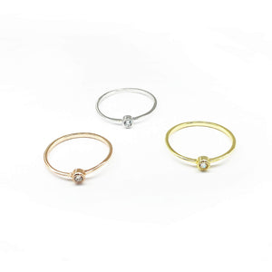 Ring - RING MIT STEIN, 50-58, Silber vergoldet
